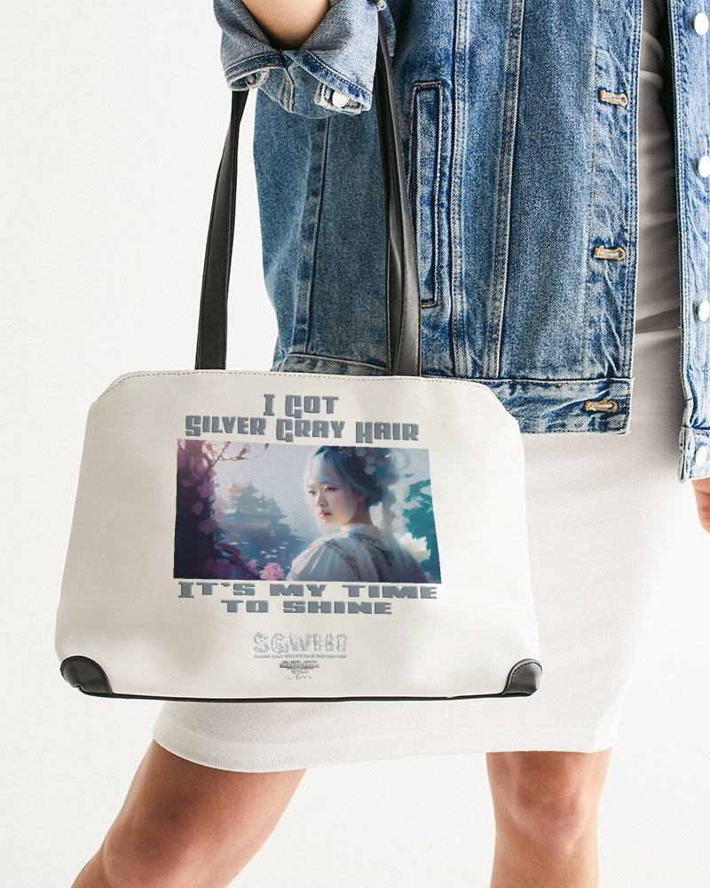 Asian sister with silver grey hair Shoulder Bag