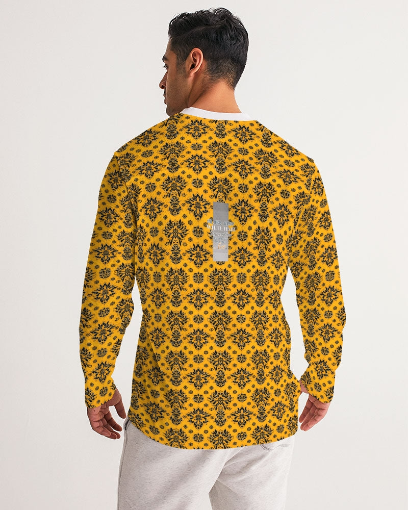 Orange and black royal design Men's Long Sleeve Sports Jersey