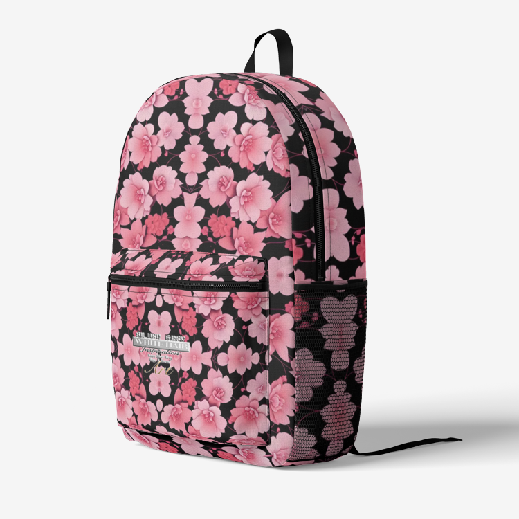 Silver grey white hair inspiration Retro Colorful Print Trendy Backpack