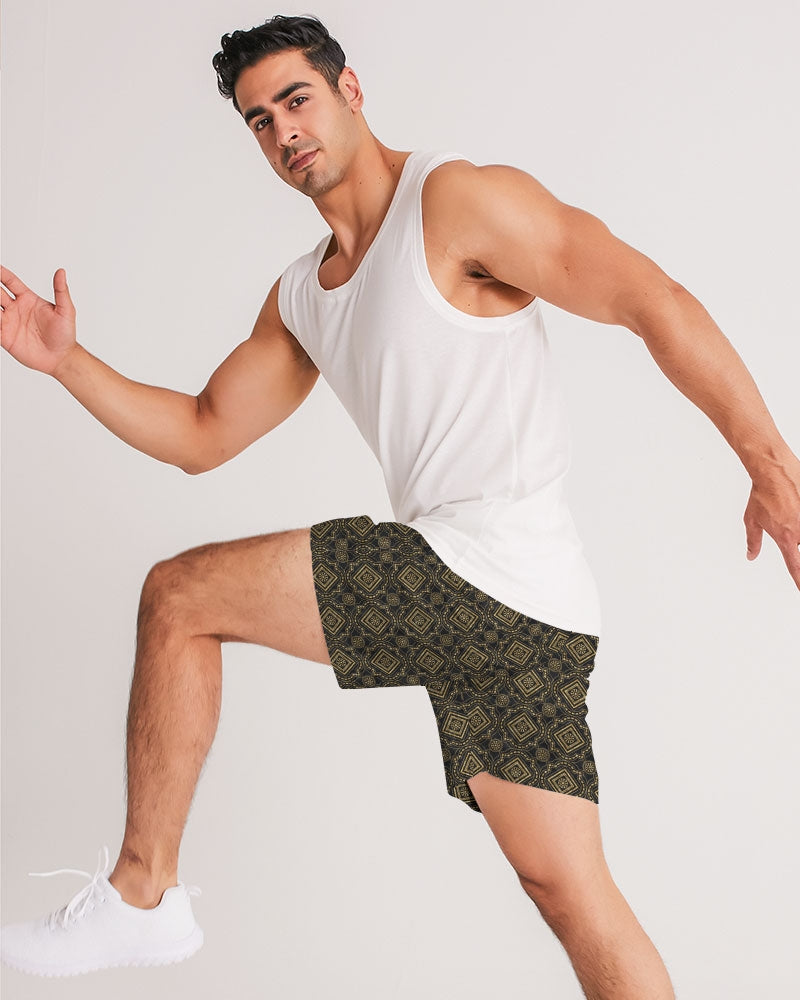 Brown Diamond pattern Men's Jogger Shorts