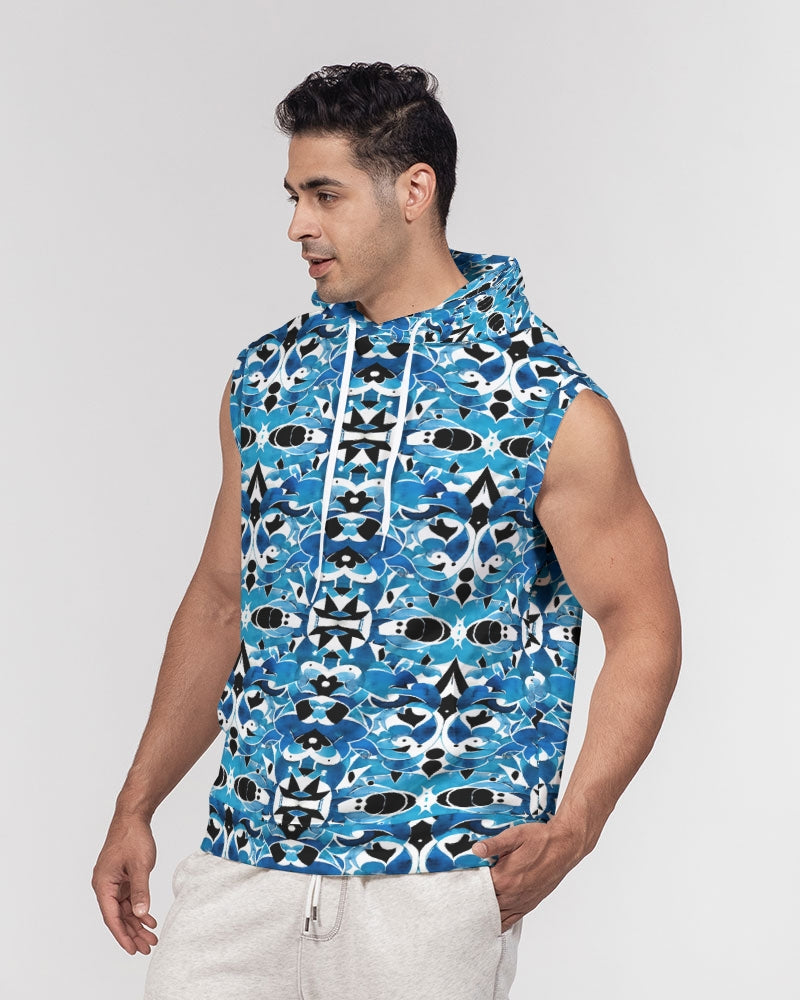 Blue Abstract pattern design Men's Premium Heavyweight Sleeveless Hoodie