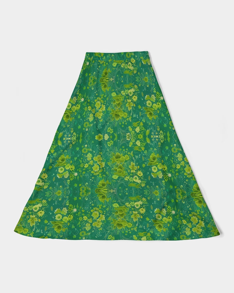 Green lush Repeat pattern Women's A-Line Midi Skirt