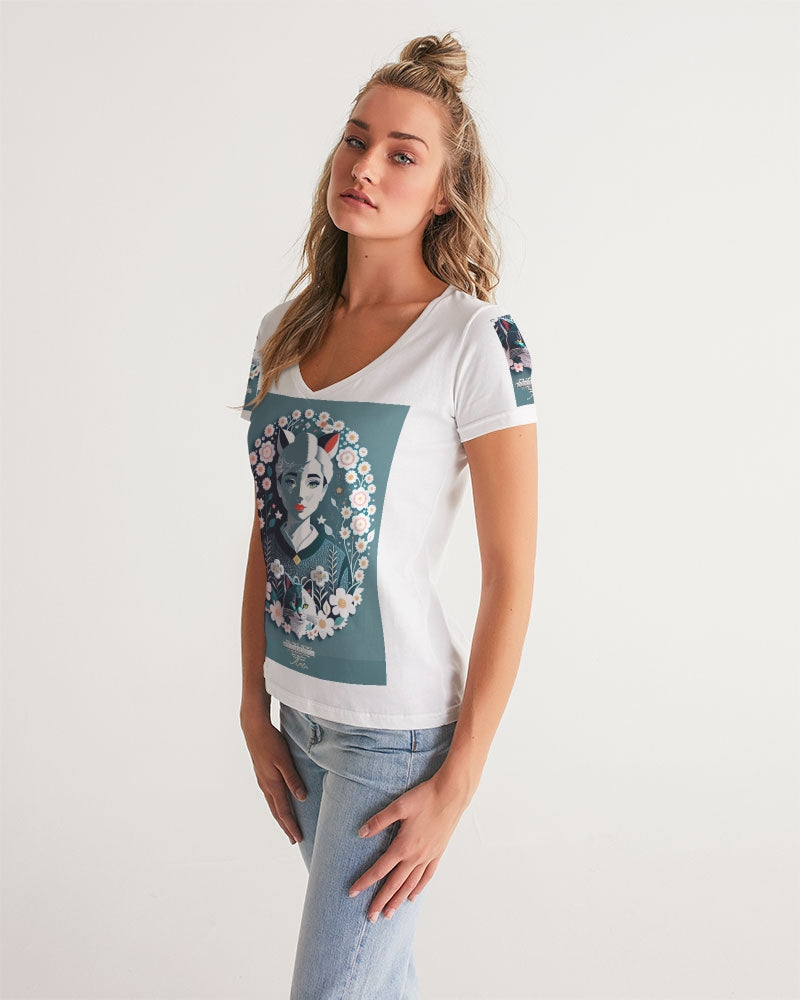 Silverfox flower Women's V-Neck Tee