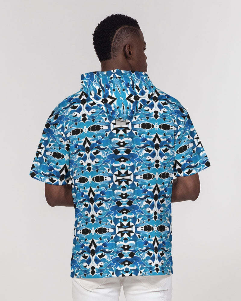 Blue Abstract pattern design Men's Premium Heavyweight Short Sleeve Hoodie