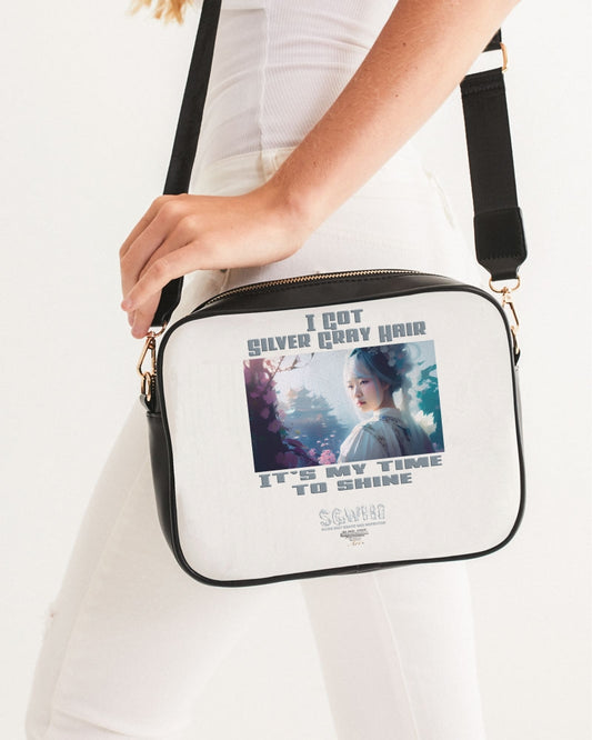 Asian sister with silver grey hair Crossbody Bag