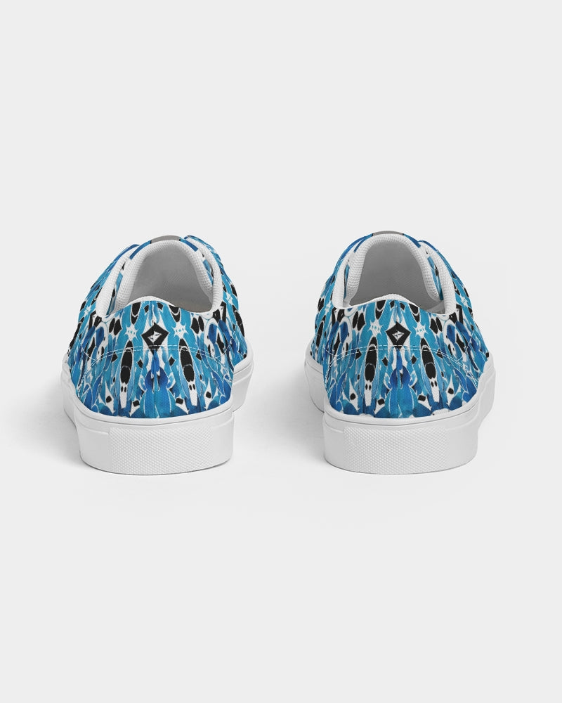 Blue Abstract pattern design Men's Lace Up Canvas Shoe