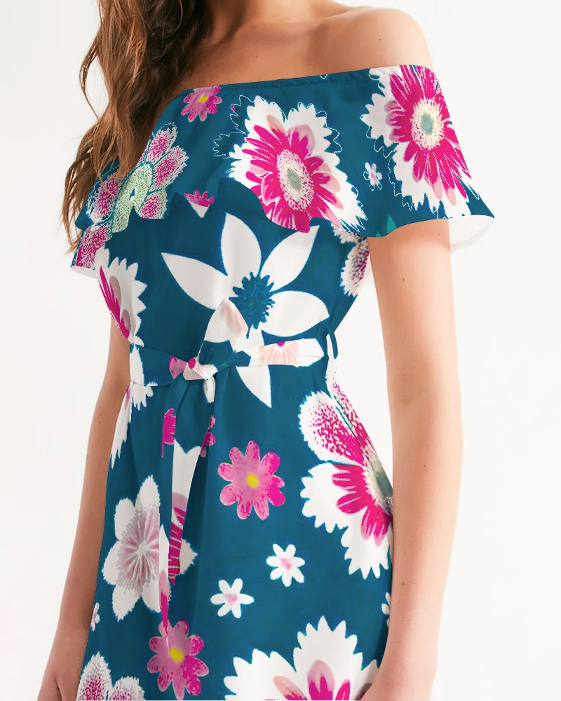 Beautiful floral pattern Women's All-Over Print Off-Shoulder Dress