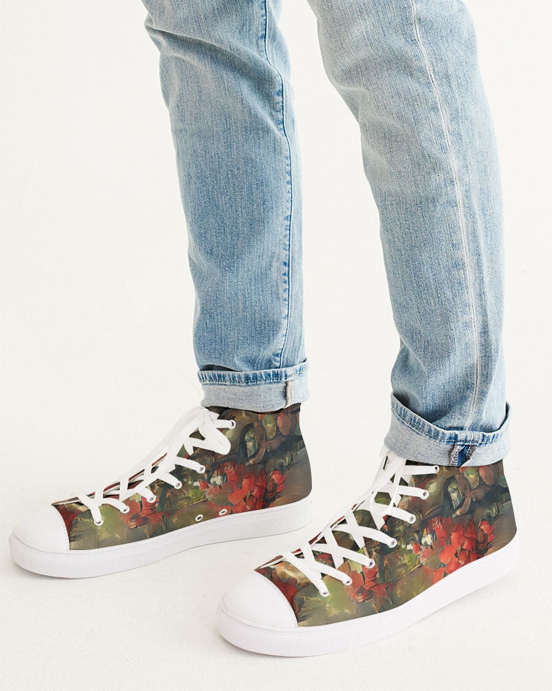 Abstract Rose design Men's Hightop Canvas Shoe