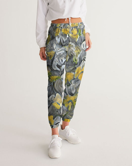 Orange and yellow and grey abstract design of Roses Women's Track Pants