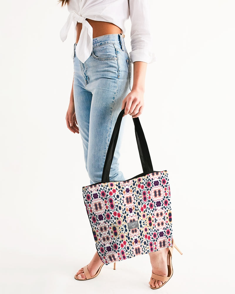 Abstract flower pattern Canvas Zip Tote