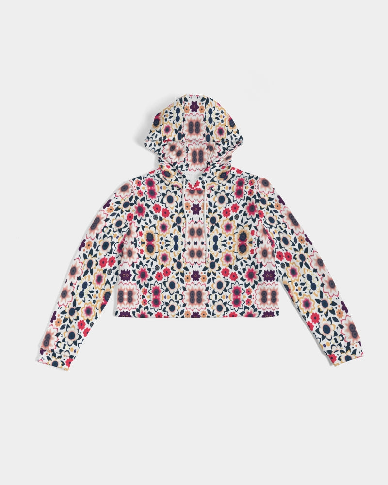 Abstract flower pattern Women's All-Over Print Cropped Hoodie