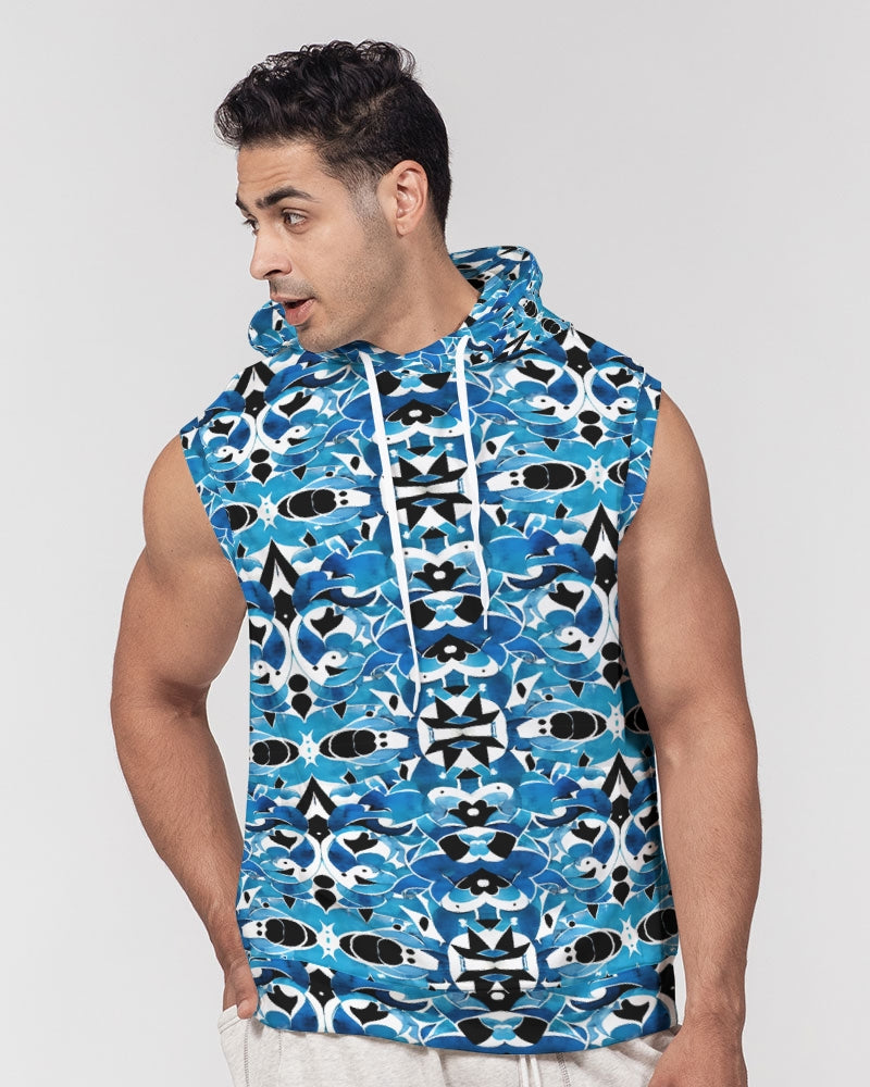 Blue Abstract pattern design Men's Premium Heavyweight Sleeveless Hoodie