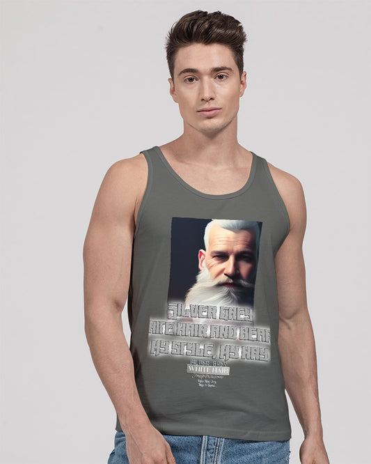 Silver Grey white hair and beard, my style my way Unisex Jersey Tank | Bella + Canvas