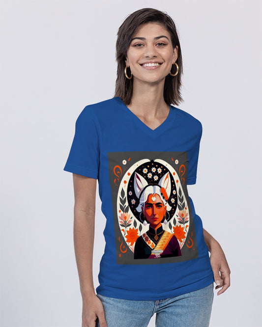 Indian Silver fox Unisex Jersey V-Neck Tee | Bella + Canvas