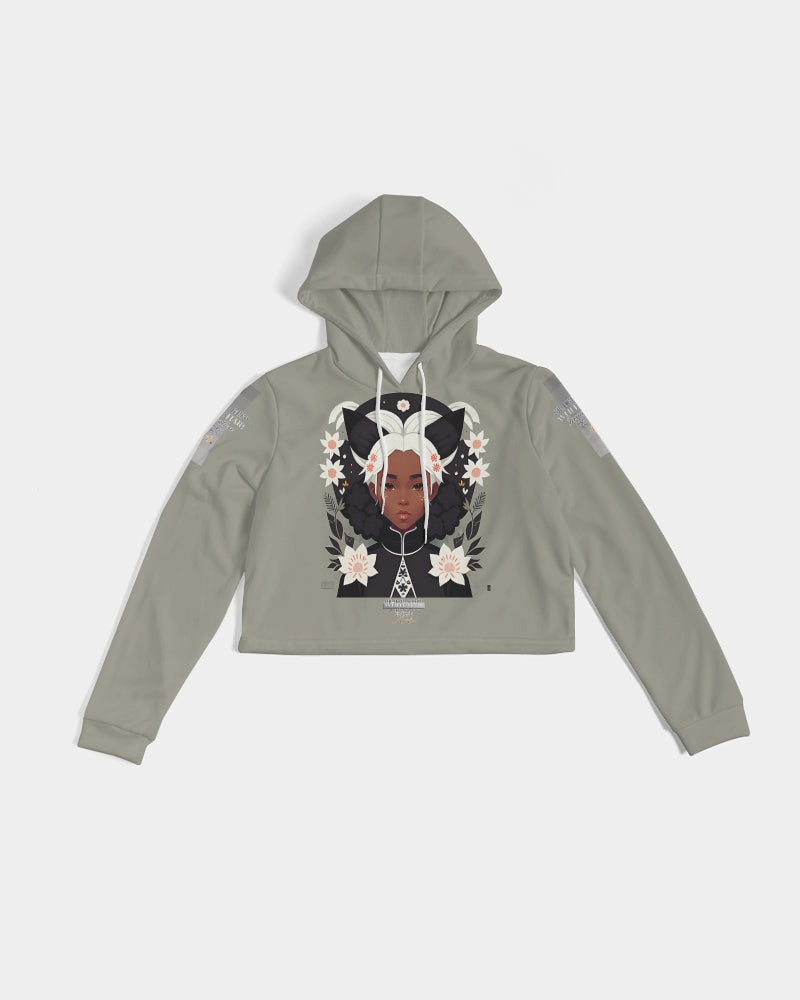 Nubian girl silver fox Women's Cropped Hoodie