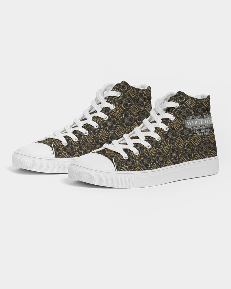 Brown Diamond pattern Men's Hightop Canvas Shoe