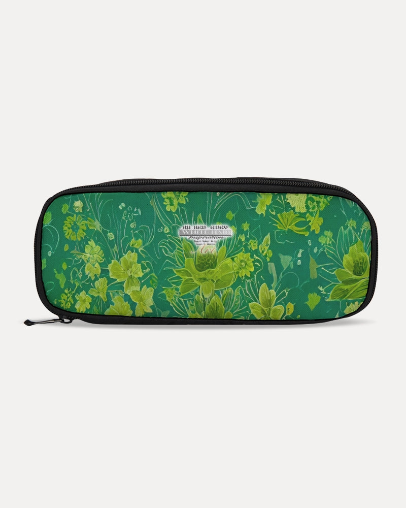 Lush green flower pattern design with logo Pencil Case