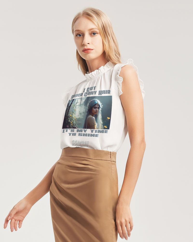 Indian sister to shine Women's All-Over Print Ruffle Sleeve Top