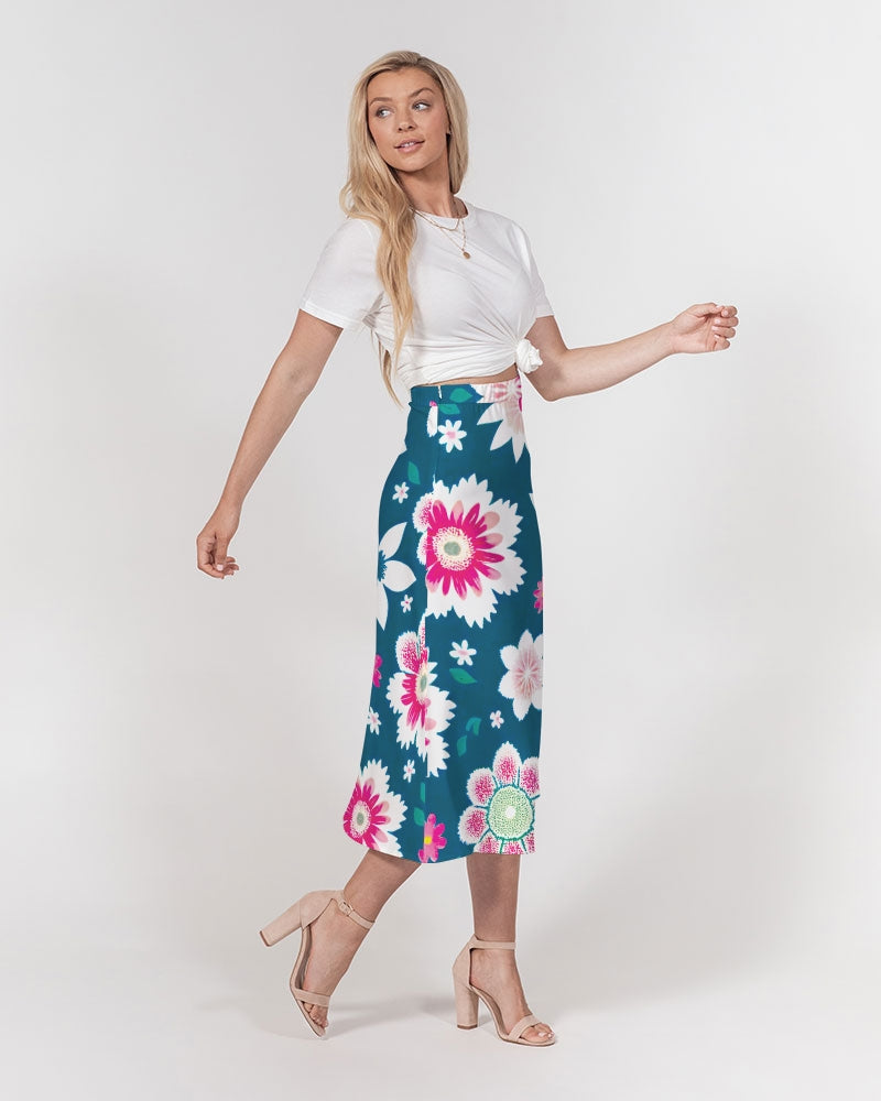 Beautiful floral pattern Women's All-Over Print A-Line Midi Skirt