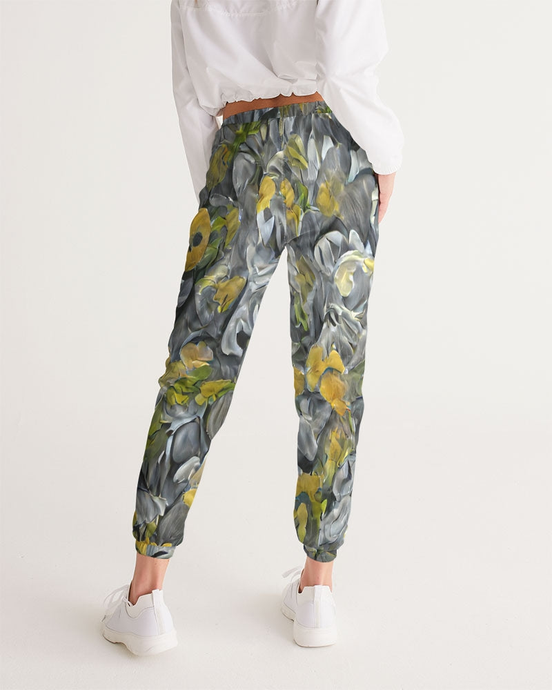 Orange and yellow and grey abstract design of Roses Women's Track Pants