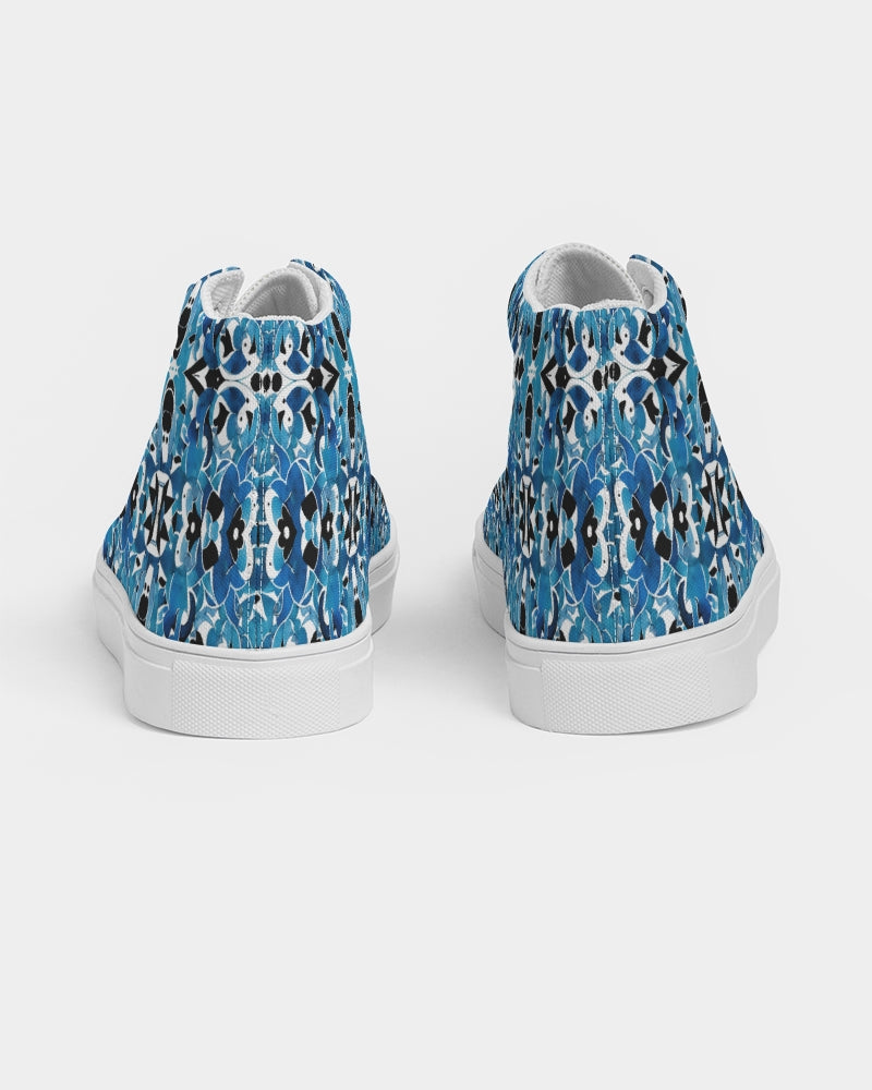 Blue Abstract pattern design Men's Hightop Canvas Shoe