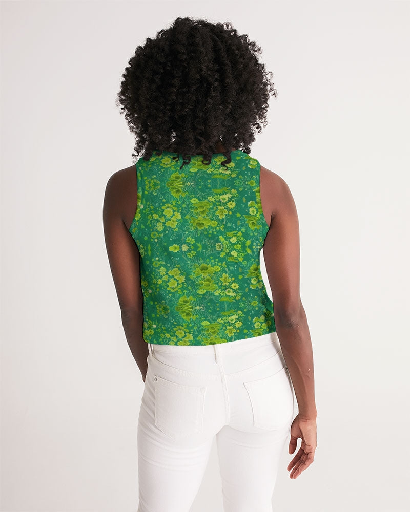 Green lush Repeat pattern Women's Cropped Tank