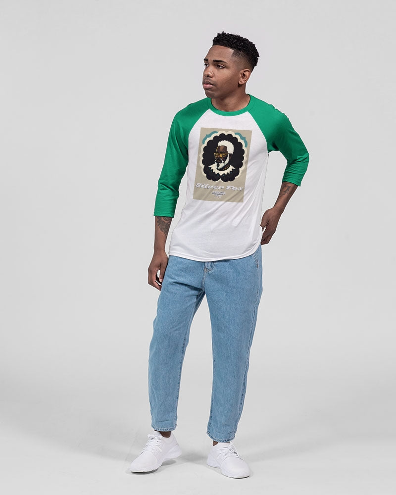 Black gentleman Silverfox Unisex Three-Quarter Sleeve Baseball Tee | Bella + Canvas