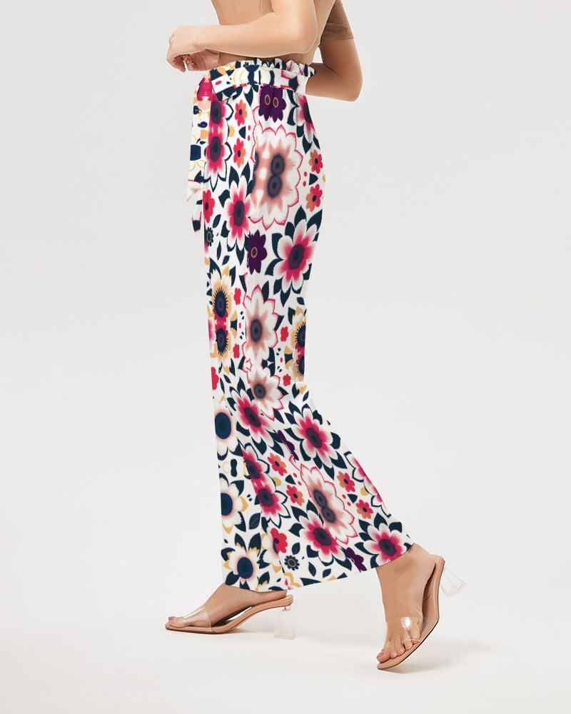 Abstract flower pattern Women's All-Over Print High-Rise Wide Leg Pants