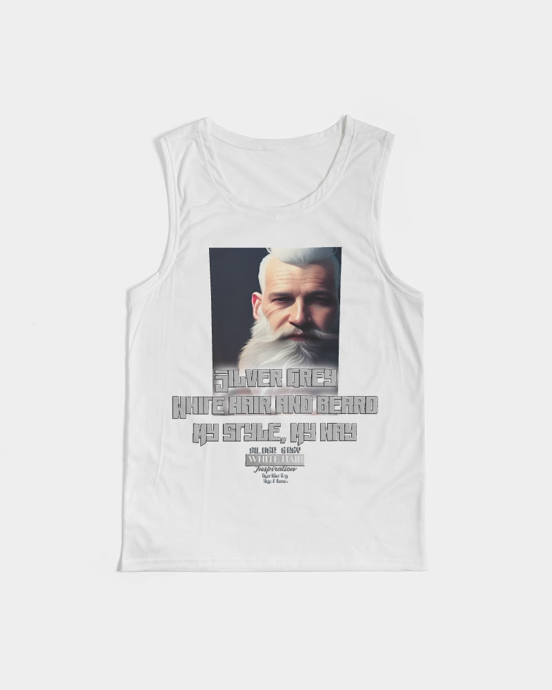 Silver Grey white hair and beard, my style my way Men's Sports Tank