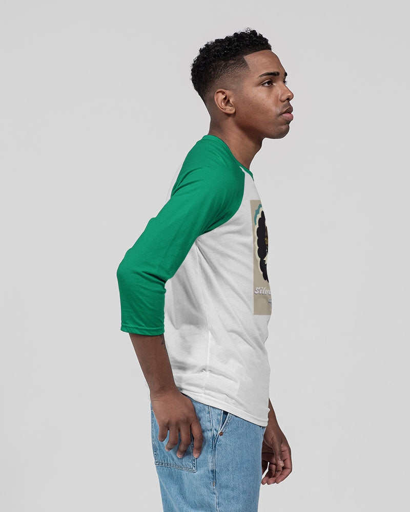 Black gentleman Silverfox Unisex Three-Quarter Sleeve Baseball Tee | Bella + Canvas