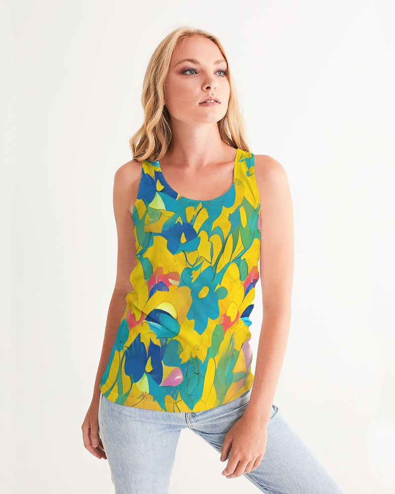 Beautiful yellow and blue hint of red pattern Women's Tank