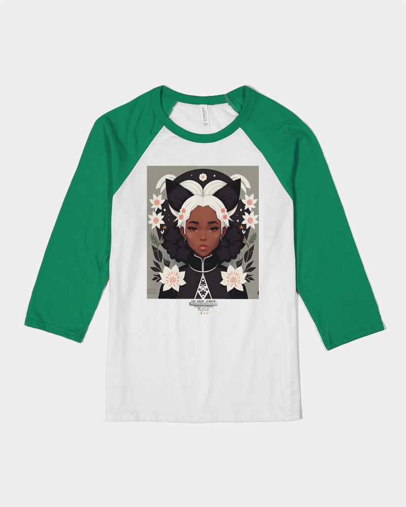 Nubian girl silver fox Unisex Three-Quarter Sleeve Baseball Tee | Bella + Canvas