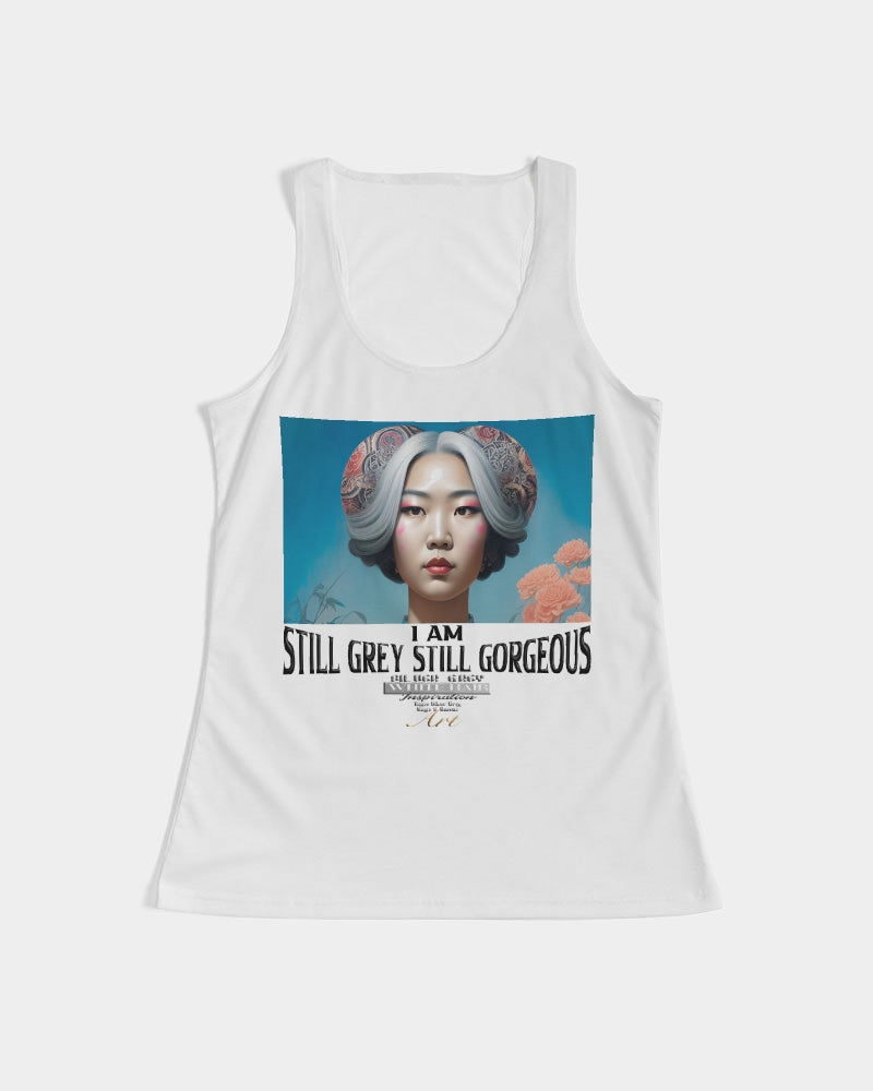 Promoting Asian women with silver grey Women's Tank