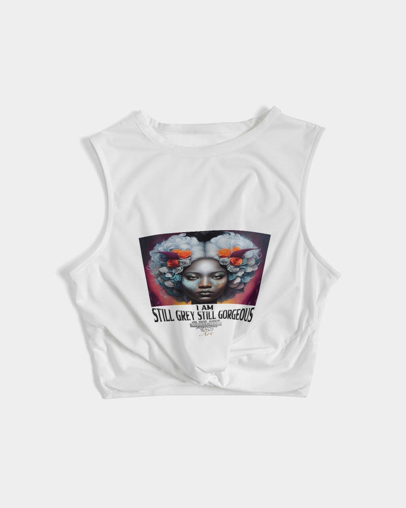 Promoting black women with silver grey hair Women's Twist-Front Tank