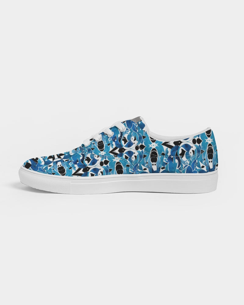 Blue Abstract pattern design Men's Lace Up Canvas Shoe