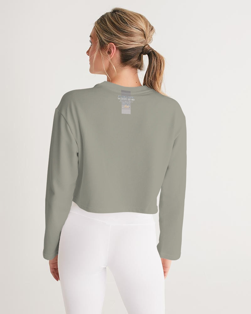 Nubian girl silver fox Women's Cropped Sweatshirt