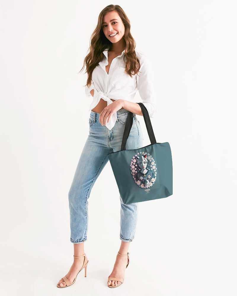 Silverfox flower Canvas Zip Tote