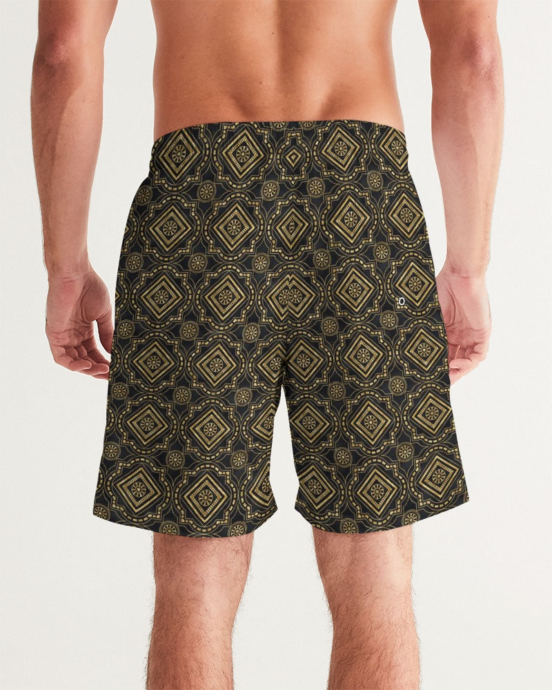 Brown Diamond pattern Men's Swim Trunk