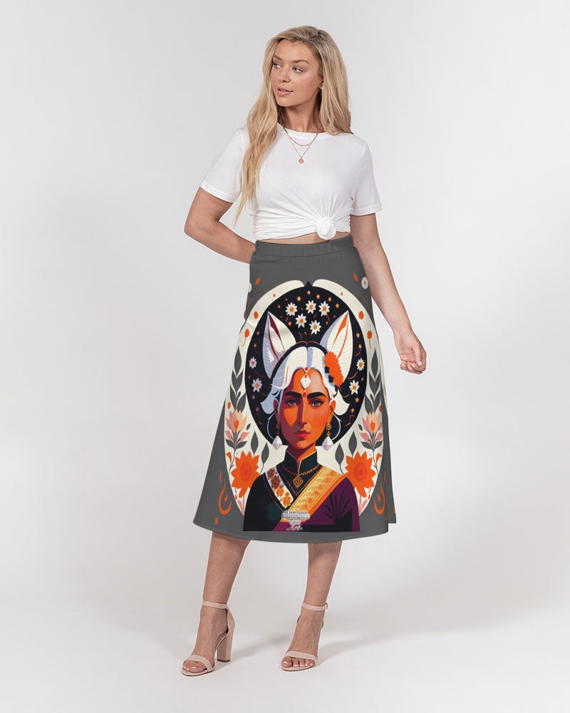 Indian Silver fox Women's A-Line Midi Skirt