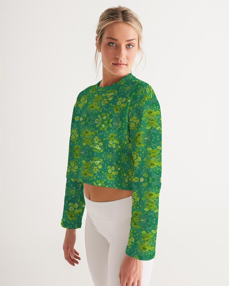 Green lush Repeat pattern Women's Cropped Sweatshirt