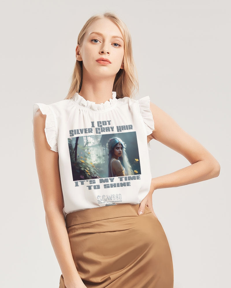 Indian sister to shine Women's All-Over Print Ruffle Sleeve Top