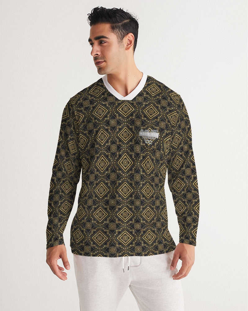 Brown Diamond pattern Men's Long Sleeve Sports Jersey