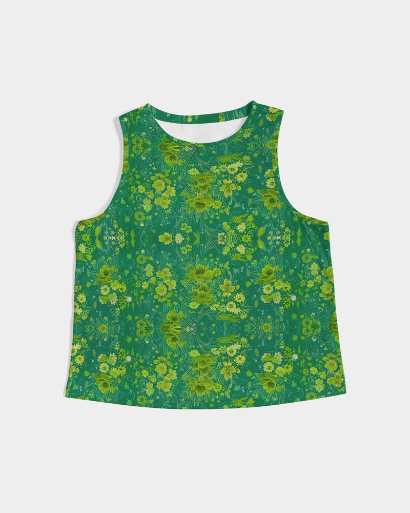 Green lush Repeat pattern Women's Cropped Tank