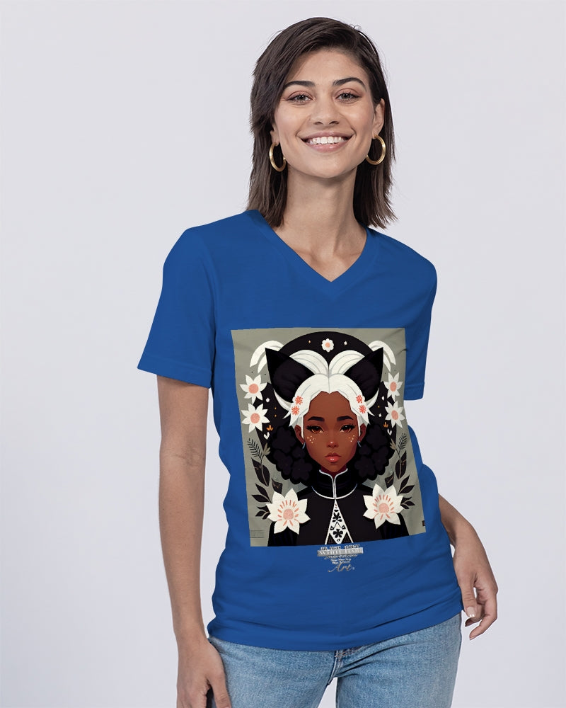 Nubian girl silver fox Unisex Jersey V-Neck Tee | Bella + Canvas