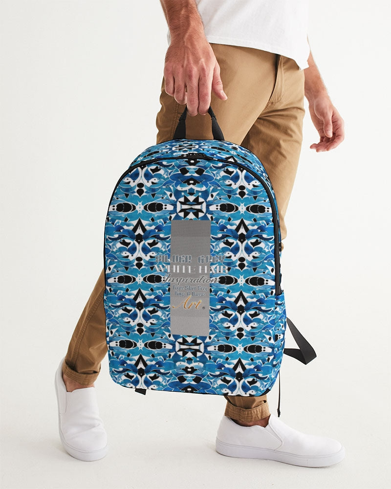 Blue Abstract pattern design Large Backpack