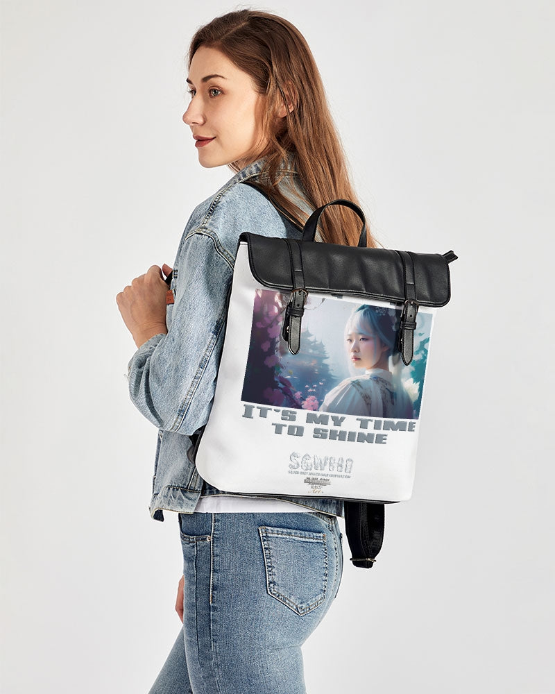 Asian sister with silver grey hair Casual Flap Backpack