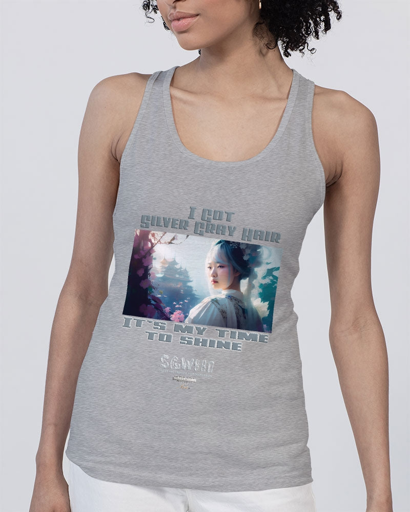 Asian sister with silver grey hair Unisex Jersey Tank | Bella + Canvas