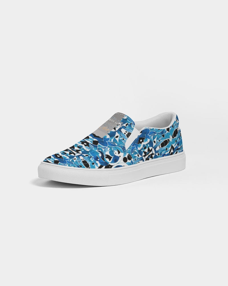 Blue Abstract pattern design Men's Slip-On Canvas Shoe