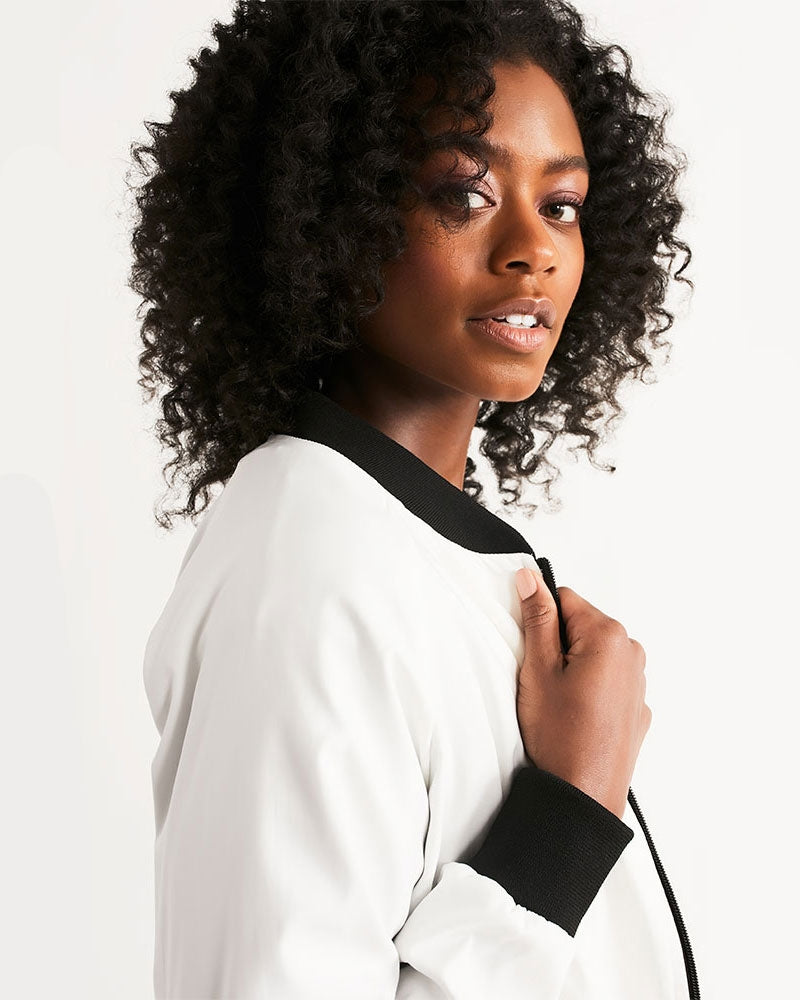 Promoting black women with silver grey hair Women's Bomber Jacket
