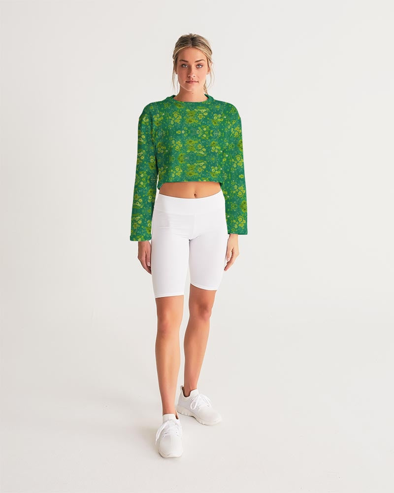 Green lush Repeat pattern Women's Cropped Sweatshirt